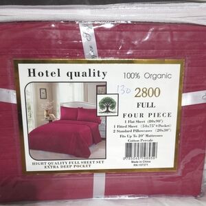 Hotel Quality 2800 Series Full Sheet Set 4-Piece Extra Deep Pocket Red